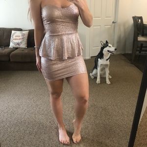 Metallic peplum dress